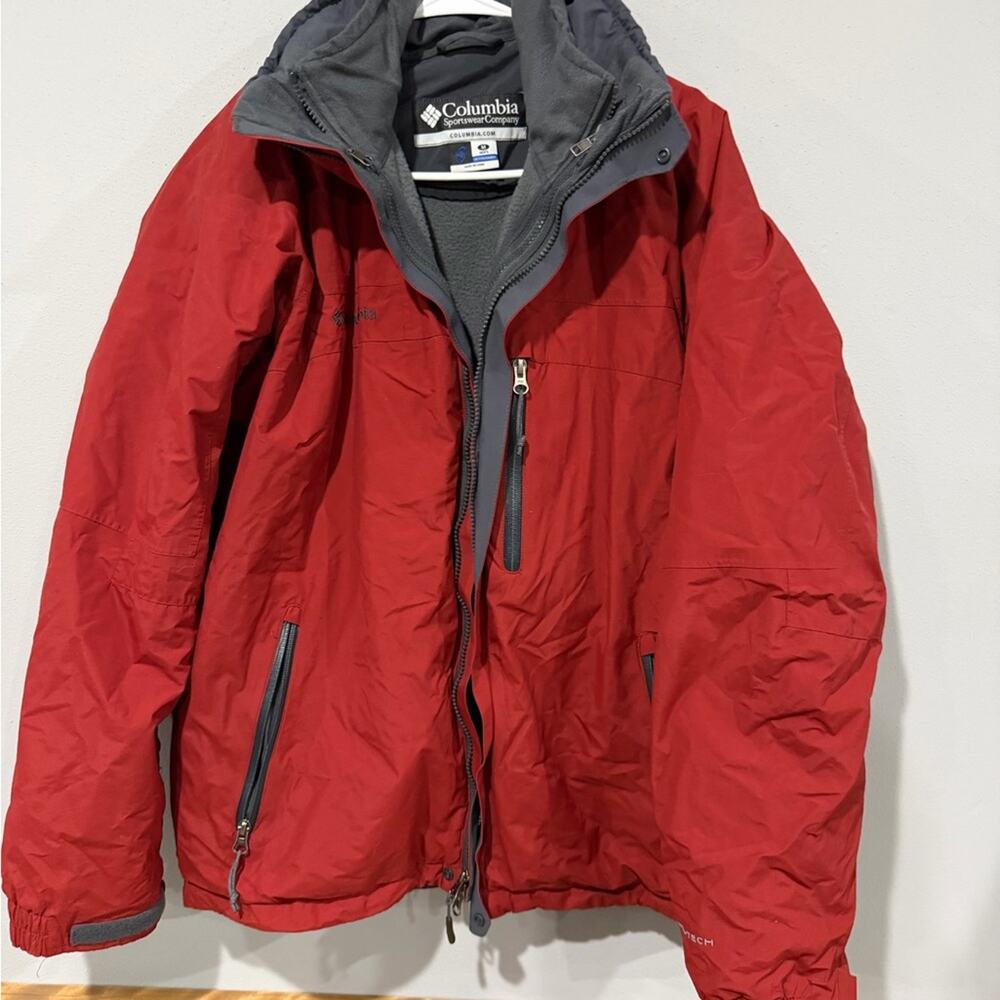 Columbia Men’s Interchange Omni-Tech 3-in-1 Jacket Red/Gray Sz Medium